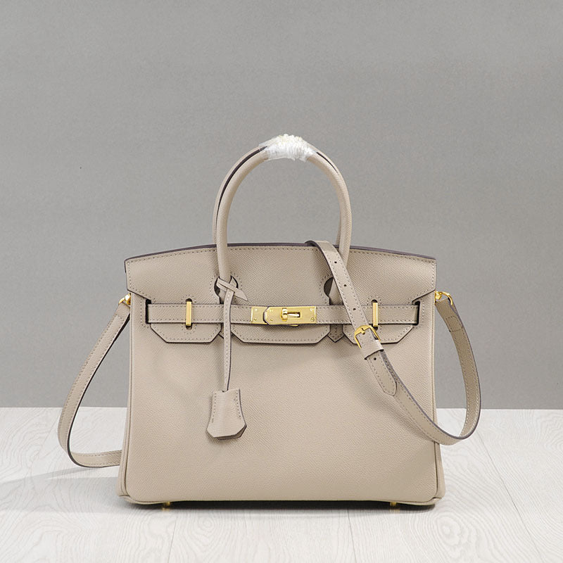Palm Pattern Birkin Style Top Grain Cowhide Leather Large Tote Handbag Kelly Inspired Shoulder Crossbody Bag for Women