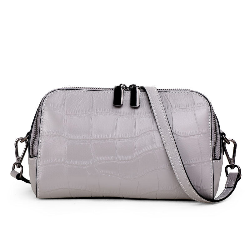 New Spring Summer Korean Mini Genuine Leather Bag, Shoulder Crossbody Purse with Double Straps, Fashionable Small Handbag for Women