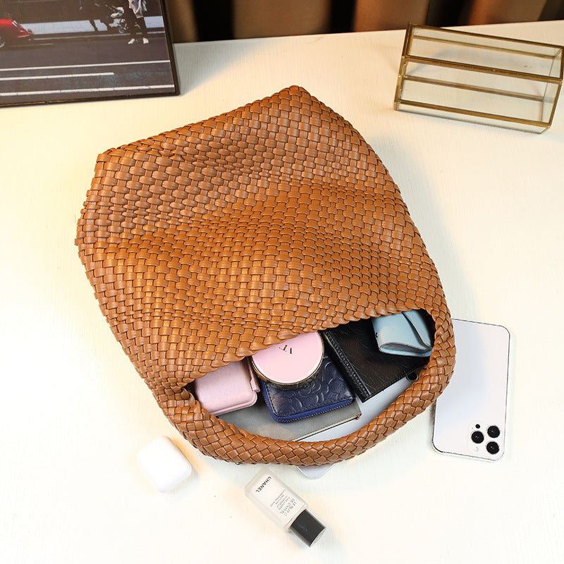 Handwoven Niche Tote Bag for Women with Detachable Sub-Bag, Large Capacity Shoulder Handbag with Versatile Everyday Design