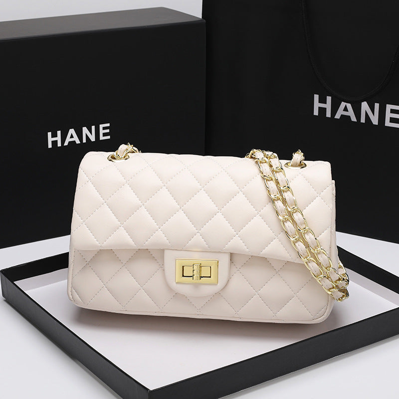 Women's Genuine Leather Quilted Chain Flap Bag, Chanel-Inspired Shoulder Cross-Body Handbag with Classic Diamond Stitching, New Stylish Large Tote Purse for Everyday Versatility