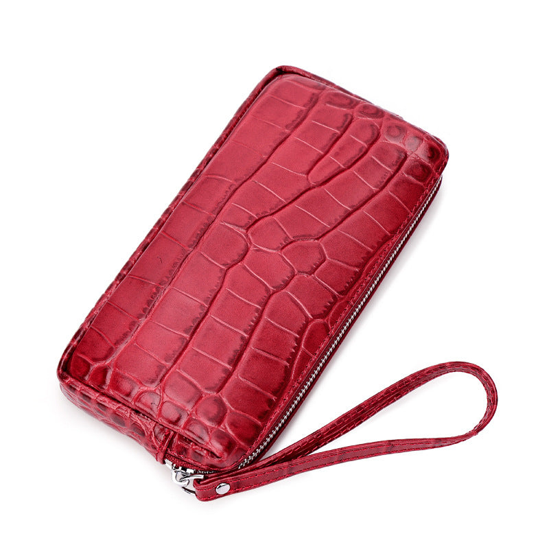 New Arrival Croc-Effect Genuine Leather Phone Wallet for Women, A Soft Cowhide Mini Coin Purse with Versatile Crossbody Design, Perfect Everyday Small Bag