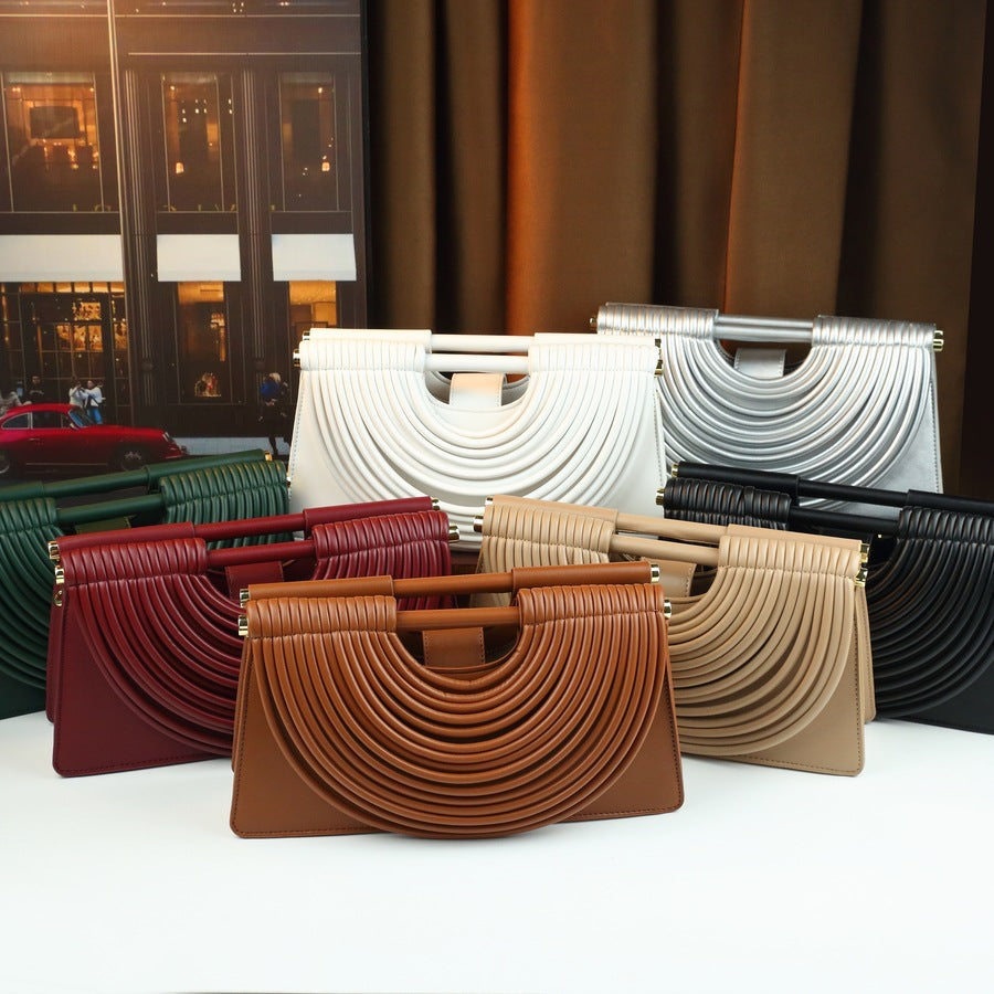 Woven Line Clutch Bag for Women Niche Designer Handbag with Premium Texture, Artistic Woven Detail and Minimalist Silhouette
