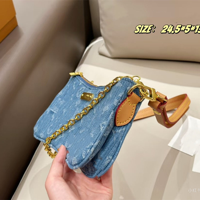 Genuine Leather Twin Mahjong Clutch Bag for Women Multi-Compartment Large Capacity Wristlet Shoulder Handbag with Versatile Style