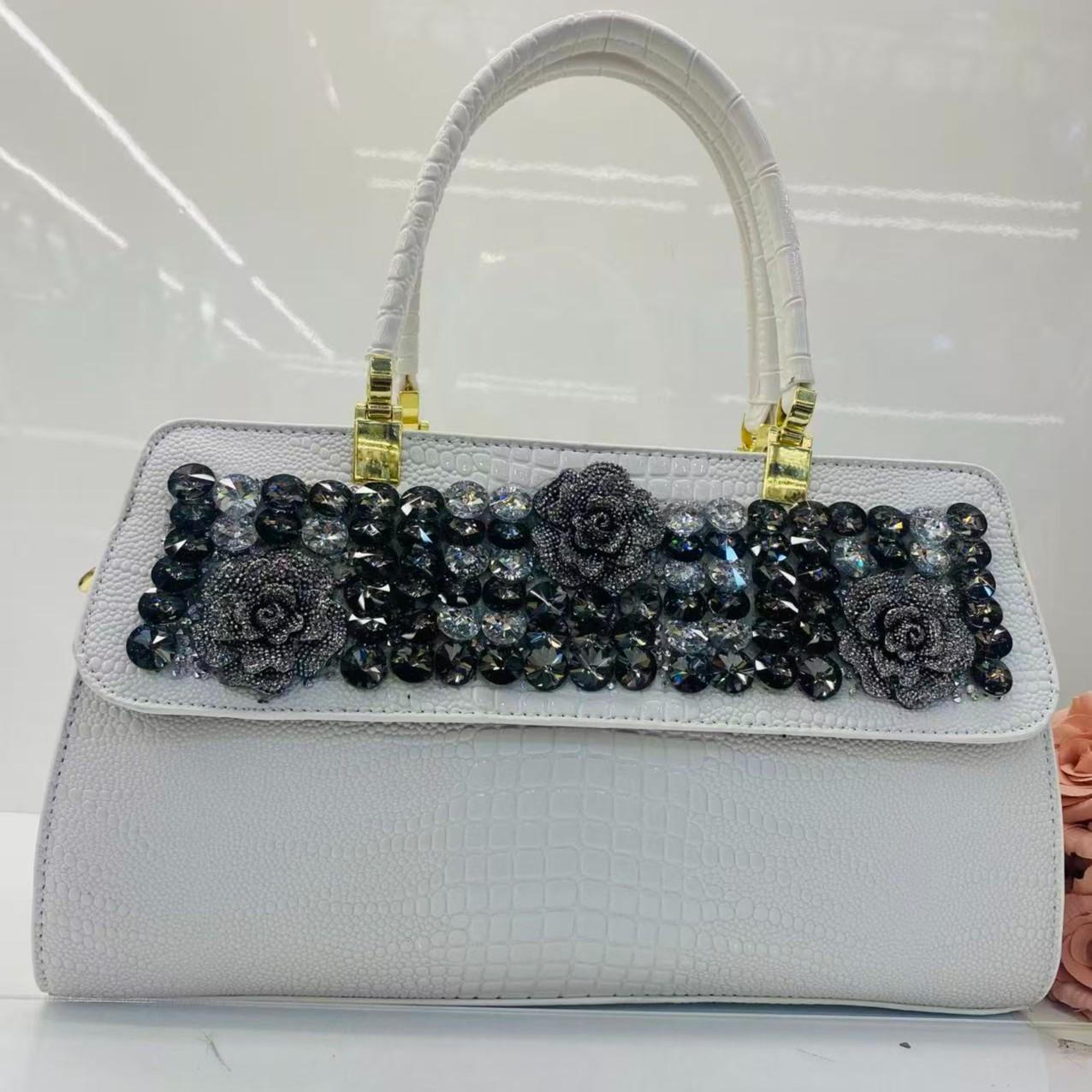 New Arrival 2026 Rhinestone-Embellished Croc-Effect Mom Bag for Women, An Elegant Large Capacity Shoulder Crossbody Top-Handle Handbag with Premium Design