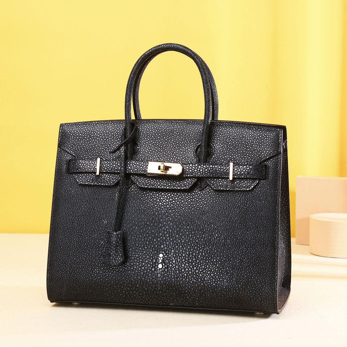 Chic Smooth Pearl-Embossed Birkin-Inspired 30 Tote Bag for Women, Classic Large Capacity Top-Handle Handbag with Timeless Style, Versatile Everyday Purse