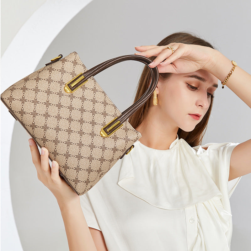 Genuine Leather Large Capacity Shoulder Crossbody Bag for Women, New Fashionable Versatile Top Handle Handbag, Luxury Vintage Bucket Purse for Ladies