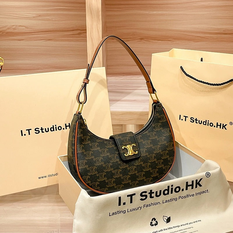 Genuine Leather Underarm Handbag for Women, New Fall Winter Trendy Small Top Handle Crossbody Purse, Versatile Casual Bag for Ladies