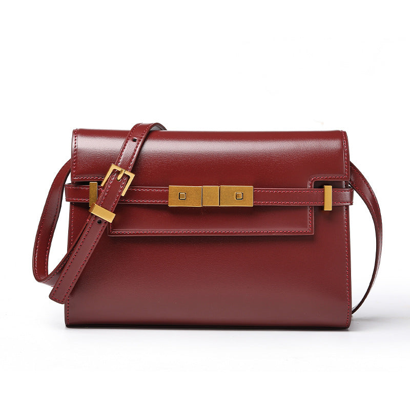 New Arrival Vintage Croc-Effect Baguette Messenger Bag for Women, A Genuine Leather Underarm Top-Handle Handbag with Manhattan-Style Structured Design