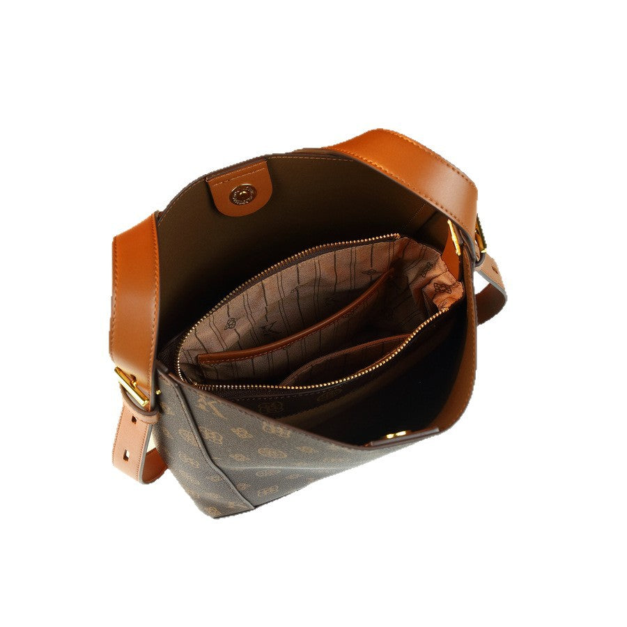 Vintage Monogram Bucket Bag for Women Large Capacity Shoulder Crossbody Handbag, Classic Logo Print Purse with Stylish Everyday Appeal