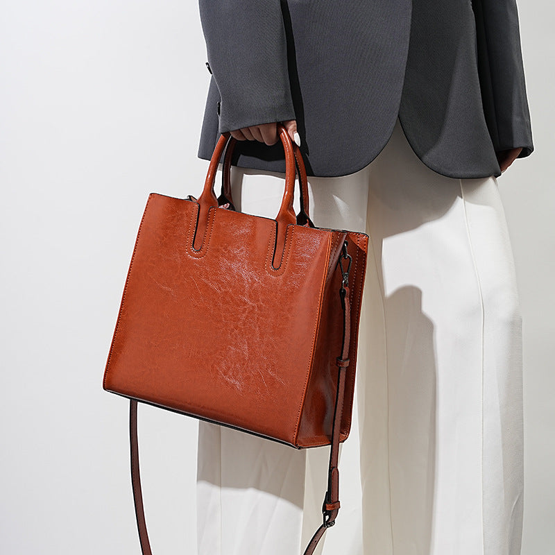 Large Capacity Genuine Leather Tote, Commute Laptop Business Bag, Professional Briefcase for Women