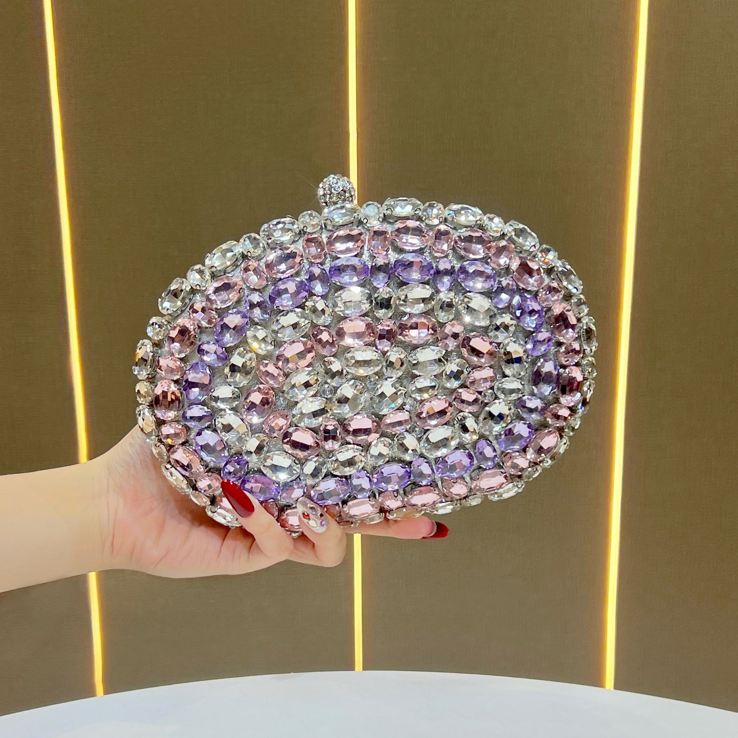 Elegant Rhinestone-Embellished Evening Clutch for Women, A Premium Glamorous Top-Handle Chain Crossbody Bag with Exquisite Craftsmanship & Sparkly Crystal Details, Perfect for Banquets Weddings & Special Occasions