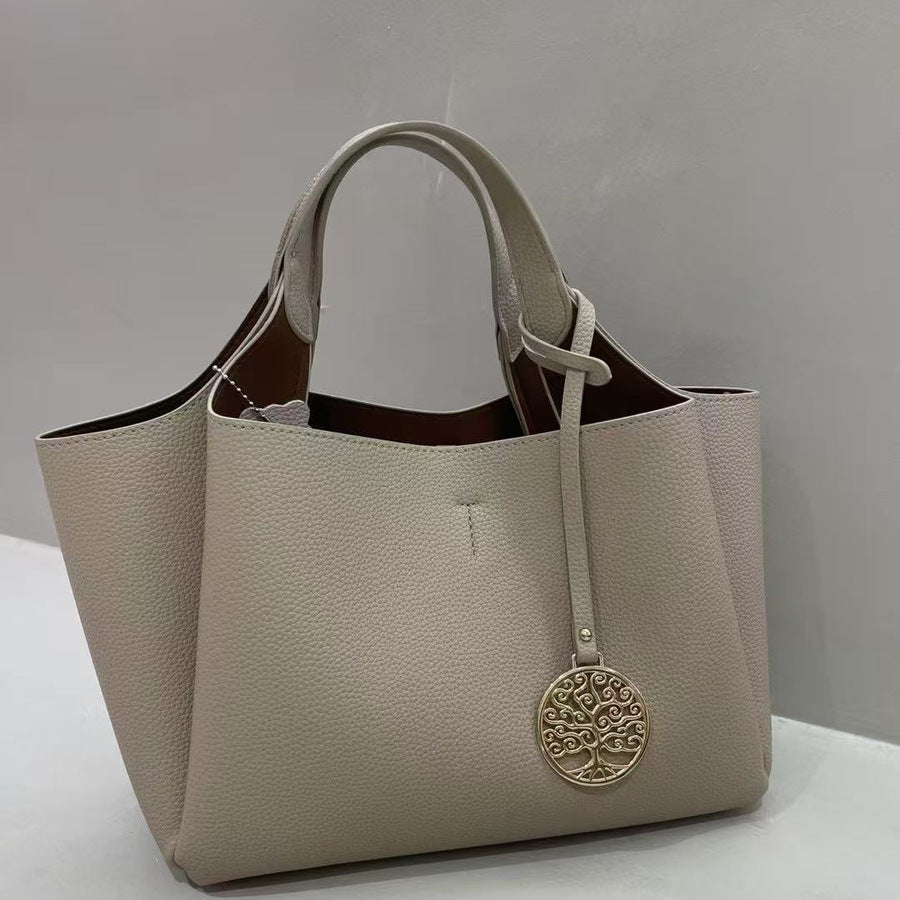 Large Capacity Tote Bag for Women Pebble Grain Leather Handbag Solid Color Top Handle Shoulder Crossbody Purse for Work & Everyday Commute