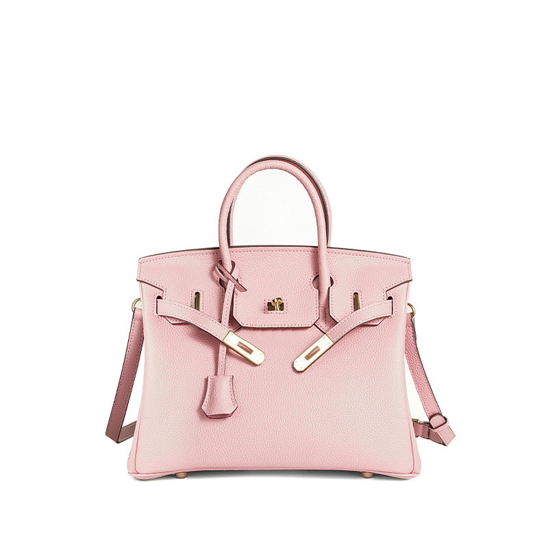 Handcrafted Top-Layer Leather Tote Bag for Women, Waxed Thread Stitching with Turn-Lock Closure, Casual Elegant Top-Handle Purse for Everyday Style