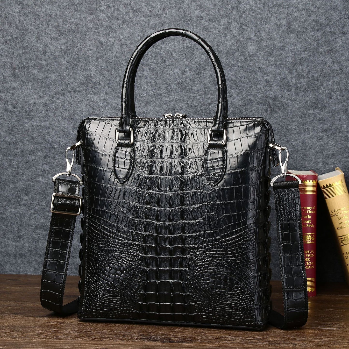 New Arrival Croc-Effect Business Briefcase for Men, A Large Capacity Document Shoulder Bag with Fashionable Design, Perfect for Work & Commute