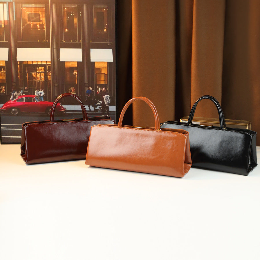 New Arrival Light Luxury Solid Color Square Clutch Bag for Women, A High-Texture Top-Handle Underarm Shoulder Handbag with Multi-Layer Design