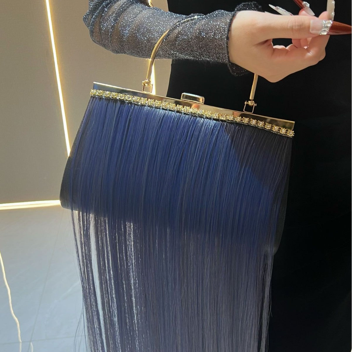 Chic Tassel Rhinestone Embellished Evening Bag for Women, A Sparkly Chain Top-Handle Crossbody Shoulder Handbag Perfect for Banquets Parties & Special Occasions