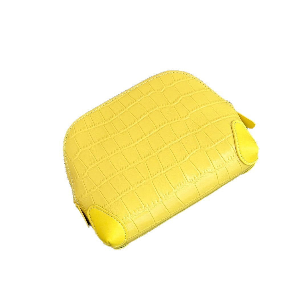 New Arrival Croc-Effect Genuine Leather Makeup Bag for Women, A Multi-Functional Portable Storage Pouch & Travel Toiletry Organizer with Premium Top-Layer Cowhide
