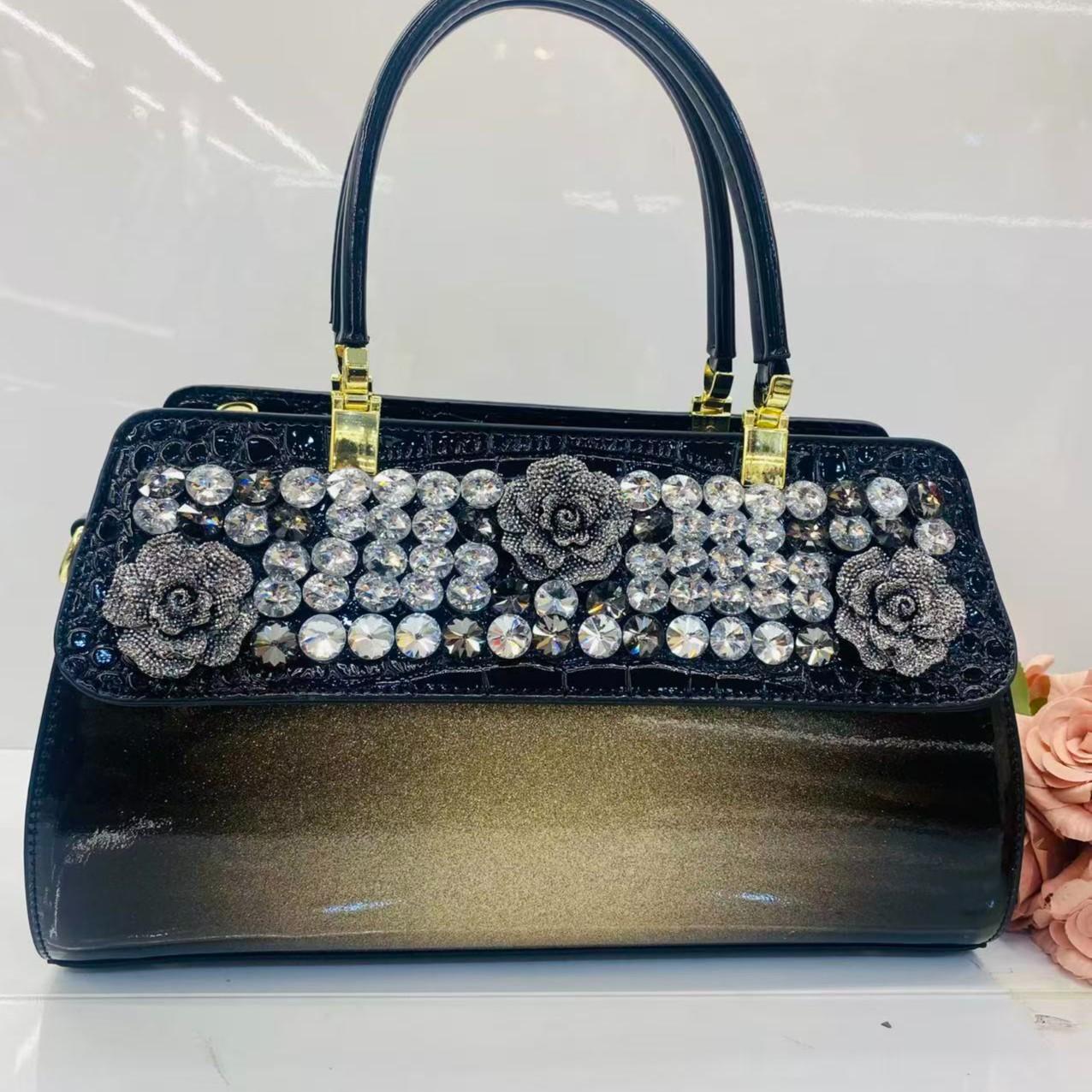 New Arrival 2026 Rhinestone-Embellished Croc-Effect Mom Bag for Women, An Elegant Large Capacity Shoulder Crossbody Top-Handle Handbag with Premium Design