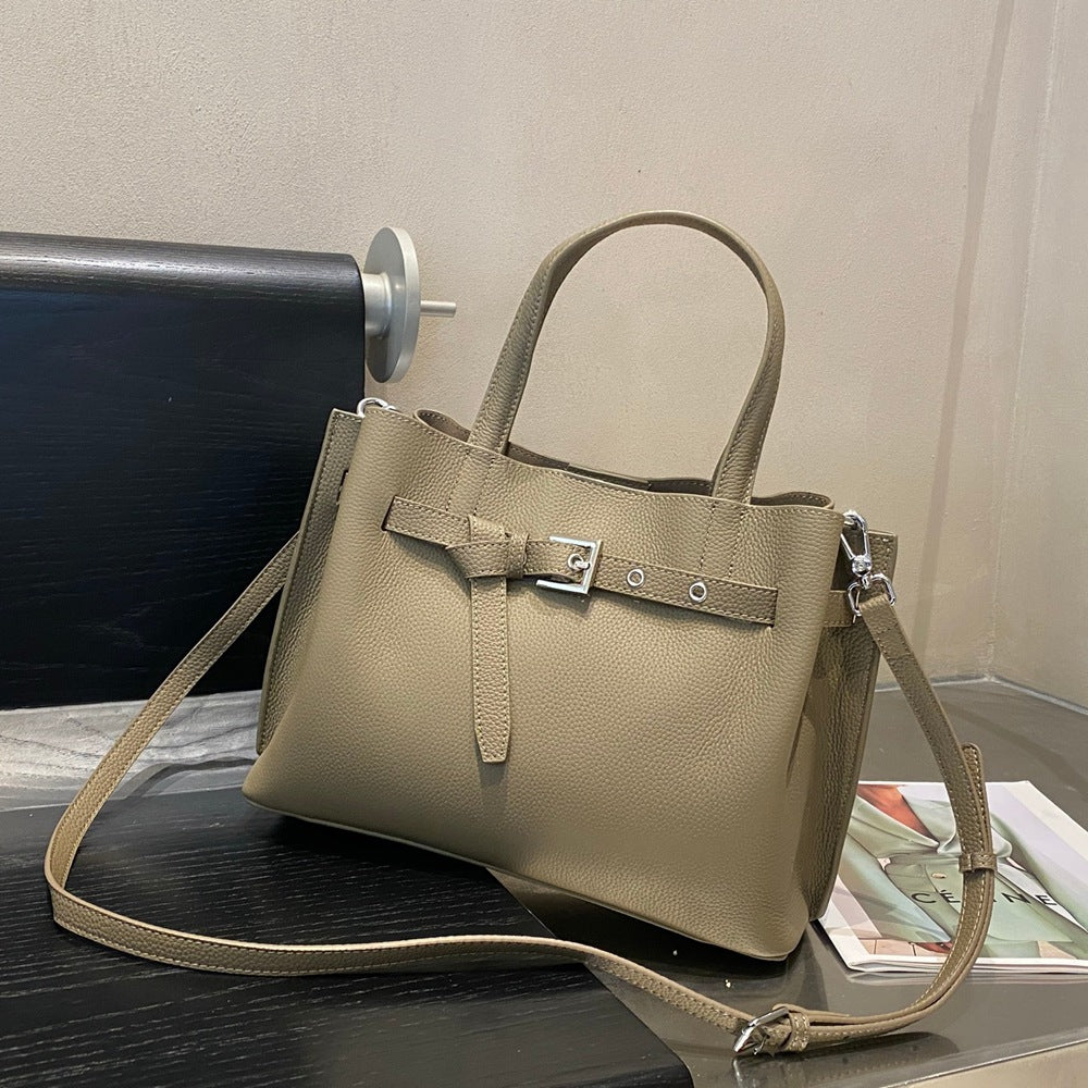 Genuine Togo Top Layer Cowhide Large Capacity Tote Bag for Women, New Soft Leather Crossbody Shoulder Purse, Minimalist Everyday Handbag for Ladies