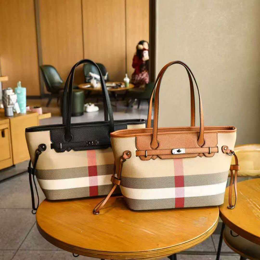 Genuine Leather Plaid Shell Handbag for Women, New Versatile Large Capacity Top Handle Shoulder Crossbody Purse, Trendy Bag for Ladies