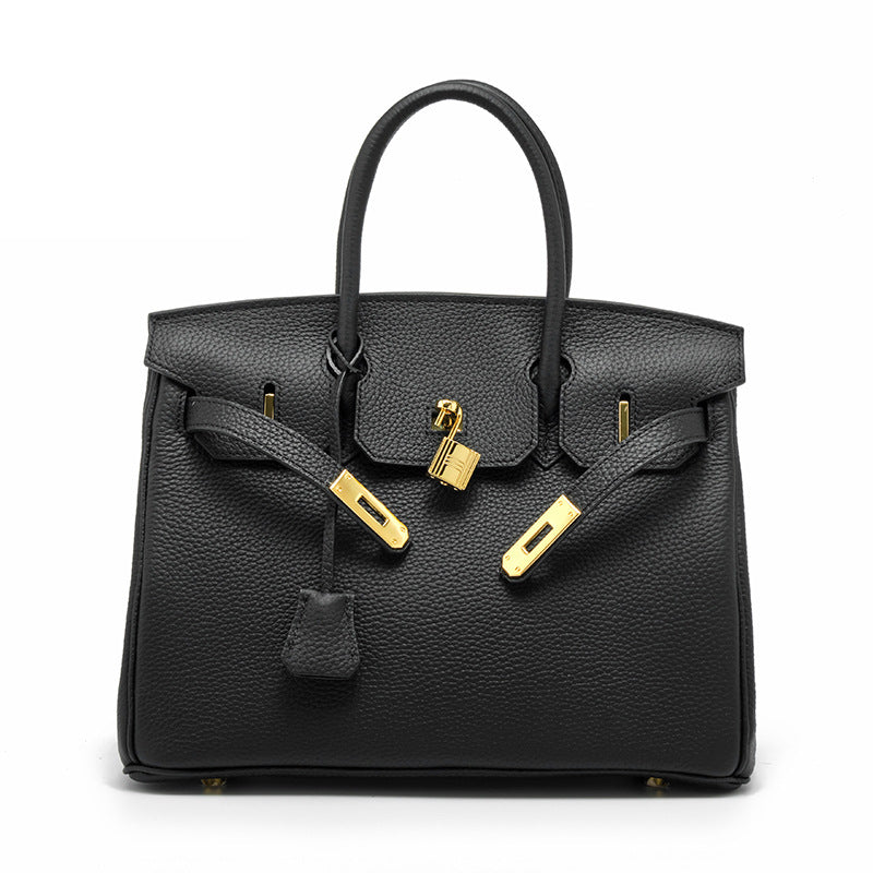 Genuine Top Layer Pebbled Leather Birkin-Style Large Capacity Handbag for Women, New Arrival Kelly-Style Top Handle Purse, Elegant Chic Tote Bag for Ladies