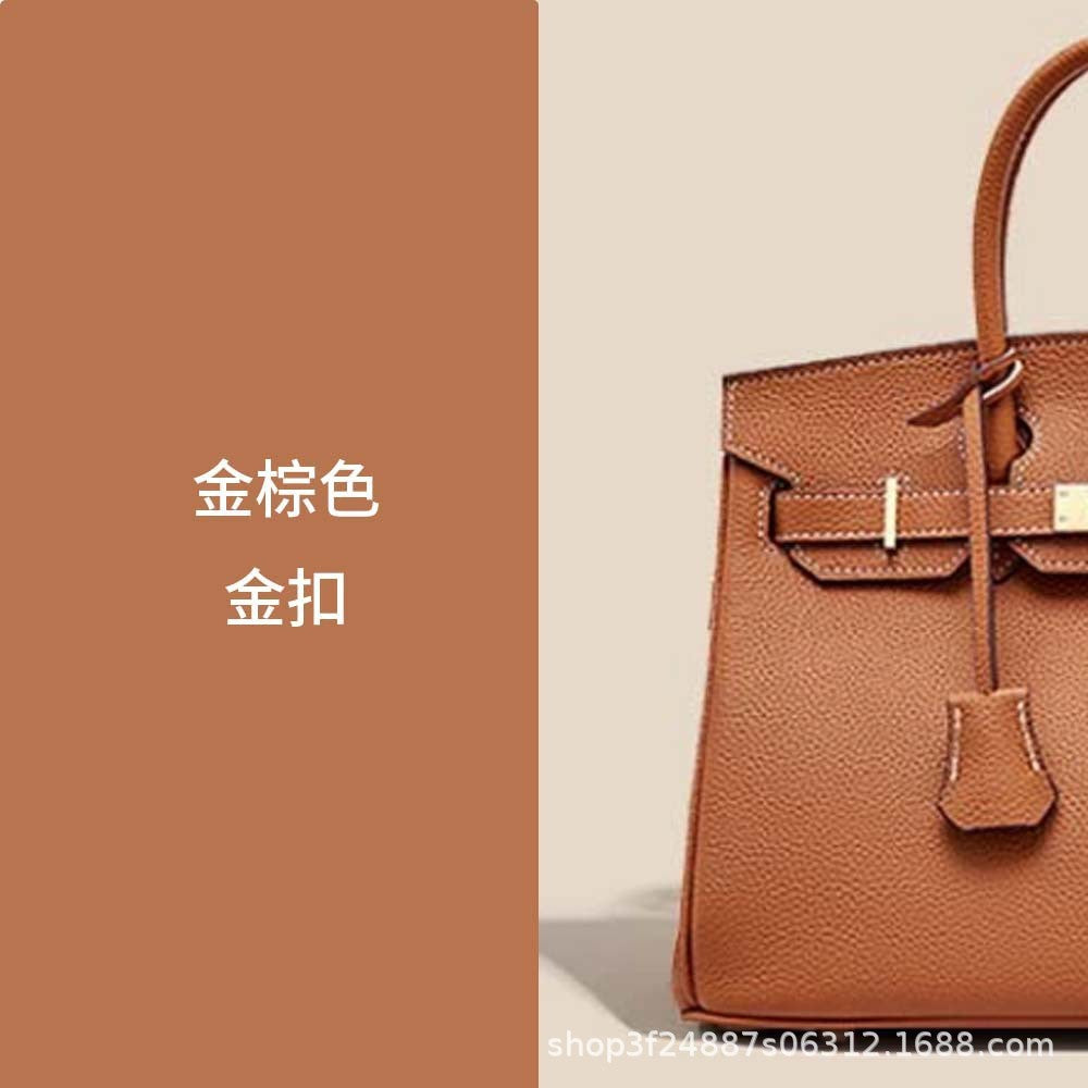 Premium Top-Layer Cowhide Leather with Pebbled Texture, Birkin-Inspired Tote Bag for Women, Spacious Large Capacity Top-Handle Shoulder Crossbody Handbag with Luxurious Feel