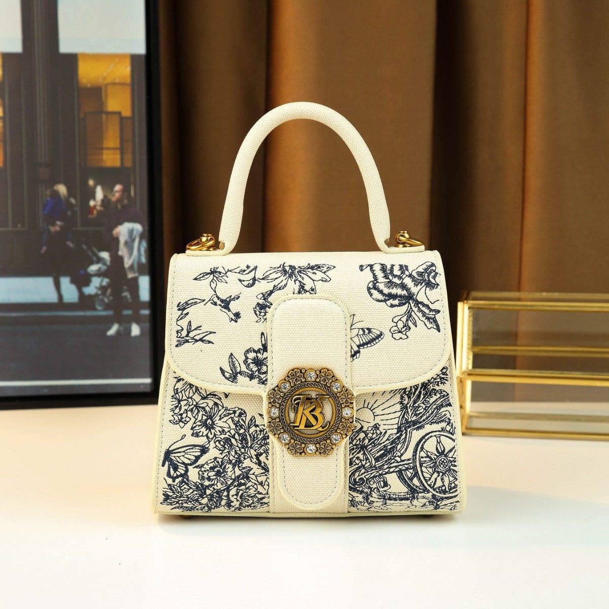 New Arrival Embroidered Small Square Bag for Women, A Casual Top-Handle Crossbody Shoulder Handbag with Versatile Trendy Design
