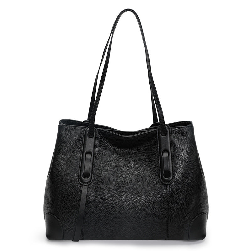 Genuine Soft Cowhide Tote Bag for Women, New Large Capacity Casual Shoulder Top Handle Purse, Trendy Pillow Handbag for Ladies