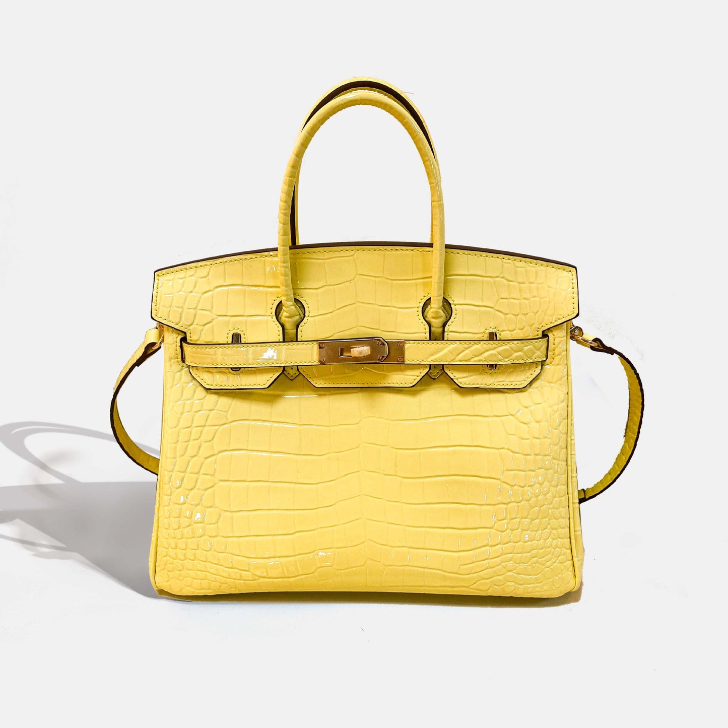 New Genuine Leather Handbag for Women Premium Crocodile Embossed Cowhide Birkin Style Large Capacity Tote