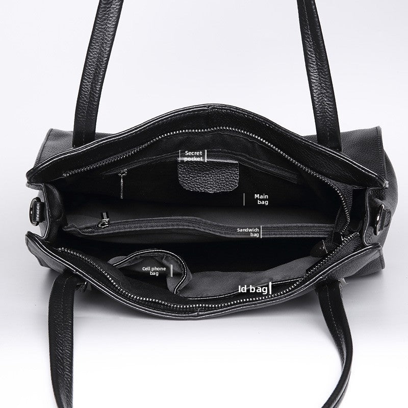 Genuine Leather Large Capacity Handbag for Women, New Fashionable Trendy Shoulder Crossbody Tote Purse, Premium Cowhide Bag for Ladies
