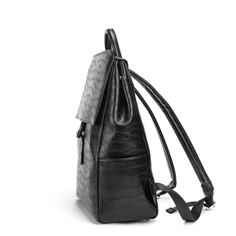 New Arrival Croc-Effect Business Backpack for Men, A Large Capacity Travel Bag with Premium Professional Design, Perfect for Work & Business Trips