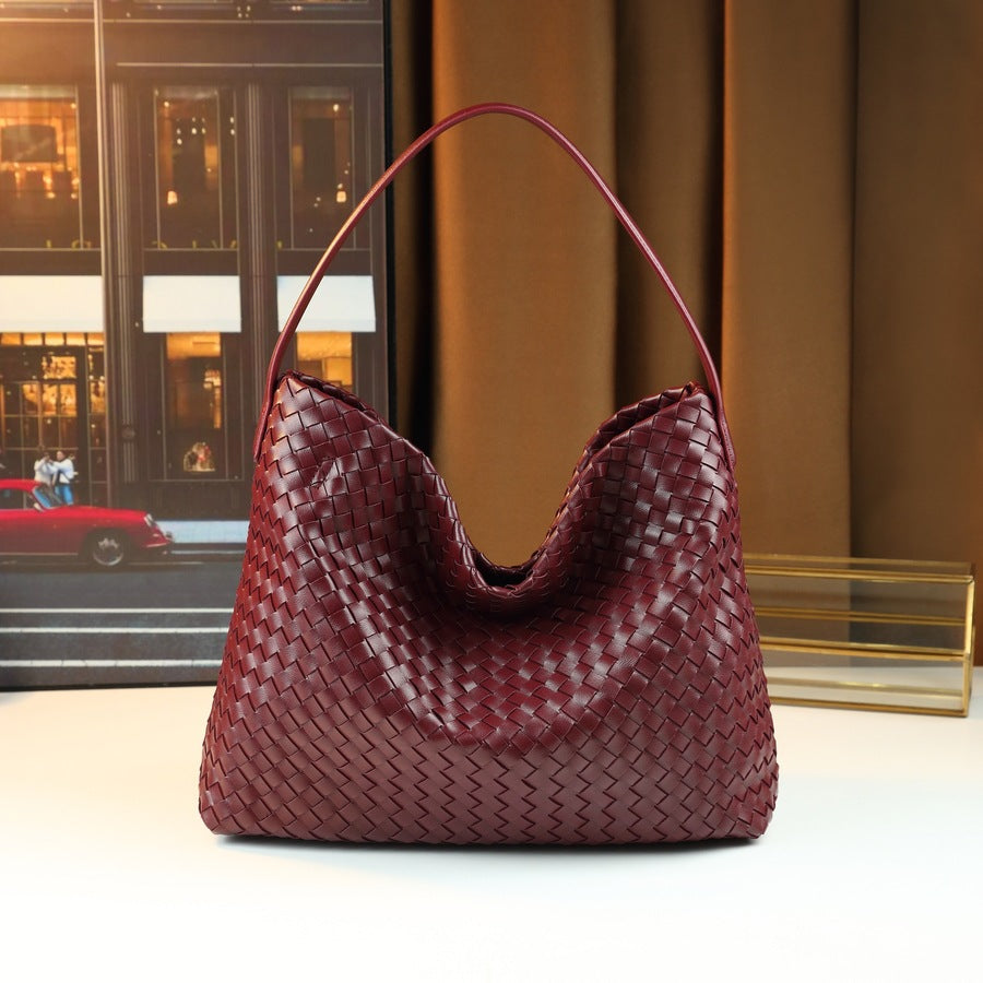 Woven Large Capacity Tote Bag for Women Fashion Shoulder Handbag, Versatile Casual Purse with Artisan Textured Design