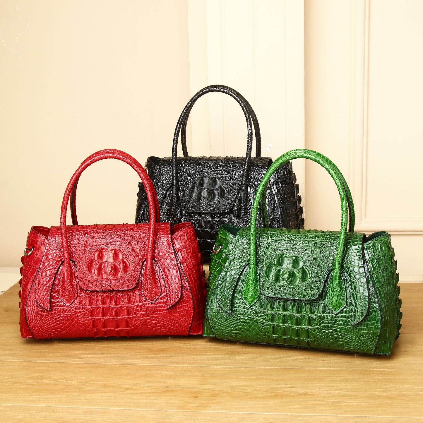 New Arrival Croc-Effect Horn-Shaped Bag for Women, A High-End Casual Top-Handle Shoulder Crossbody Handbag with Fashionable Trendy Design