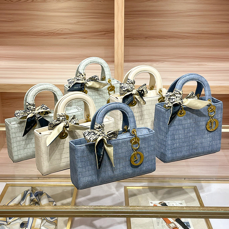 New Arrival Croc-Effect Lady-Inspired Bag for Women, A Versatile Shoulder Crossbody Top-Handle Handbag with Premium Light Luxury Fashionable Design