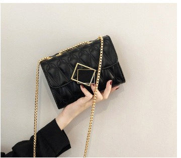 Genuine Leather Quilted Stitching Chain Crossbody Bag for Women, New Shoulder Top Handle Purse, Trendy Mini Handbag for Ladies