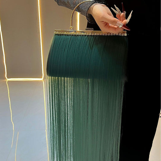 Chic Tassel Rhinestone Embellished Evening Bag for Women, A Sparkly Chain Top-Handle Crossbody Shoulder Handbag Perfect for Banquets Parties & Special Occasions