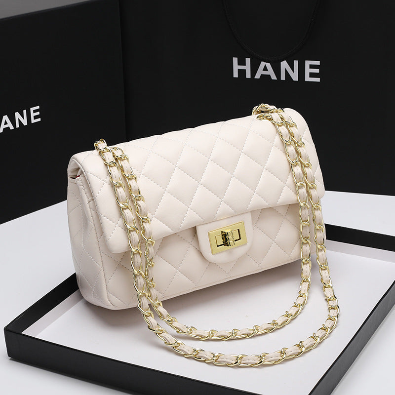 Women's Genuine Leather Quilted Chain Flap Bag, Chanel-Inspired Shoulder Cross-Body Handbag with Classic Diamond Stitching, New Stylish Large Tote Purse for Everyday Versatility