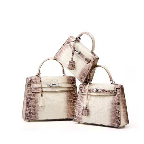 Genuine Top Layer Cowhide Crocodile-Embossed Kelly-Style Handbag for Women, Large Capacity Commute Shoulder Top Handle Purse, Premium Work Bag for Ladies