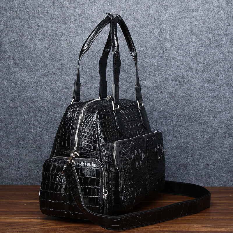 New Arrival Croc-Effect Travel Duffel Bag for Men, A High-End Large Capacity Top-Handle Crossbody Luggage Perfect for Business Trips & Travel