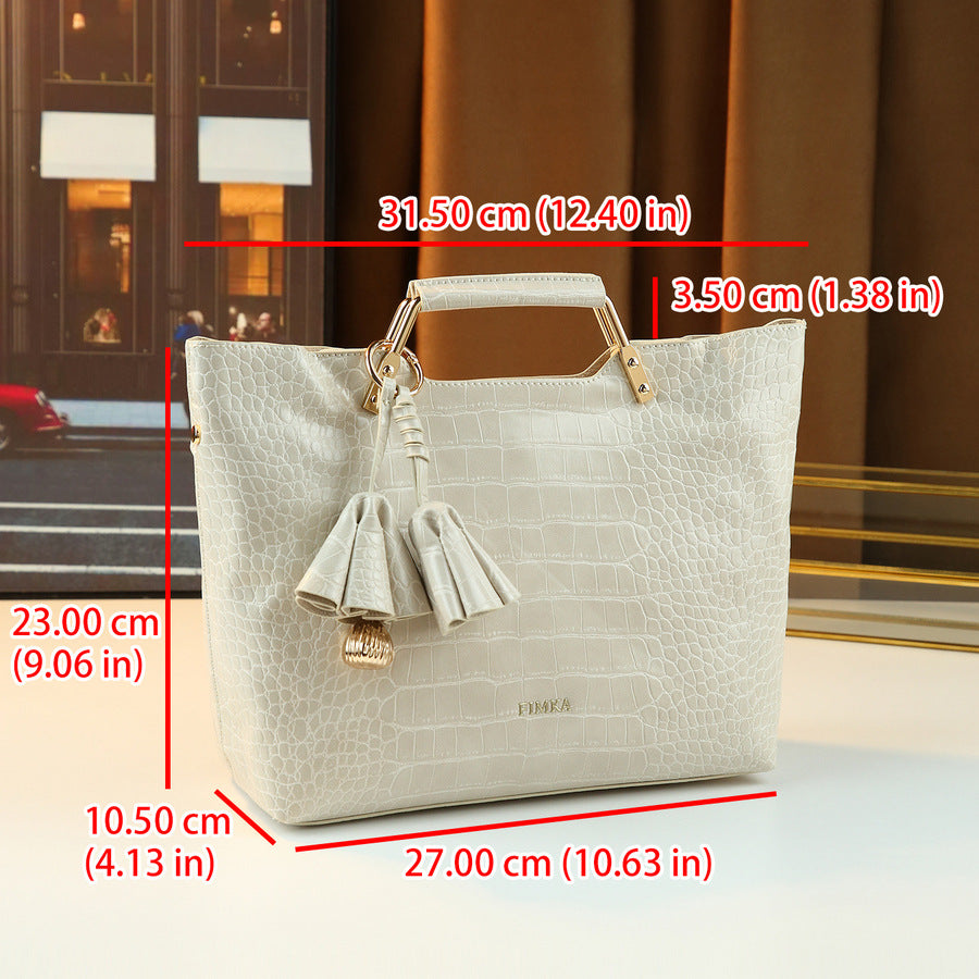 Chic Korean Style Croc-Effect Bucket Bag for Women, A Large Capacity Top-Handle Shoulder Crossbody Handbag with Versatile Commuter Design, Perfect Everyday Purse