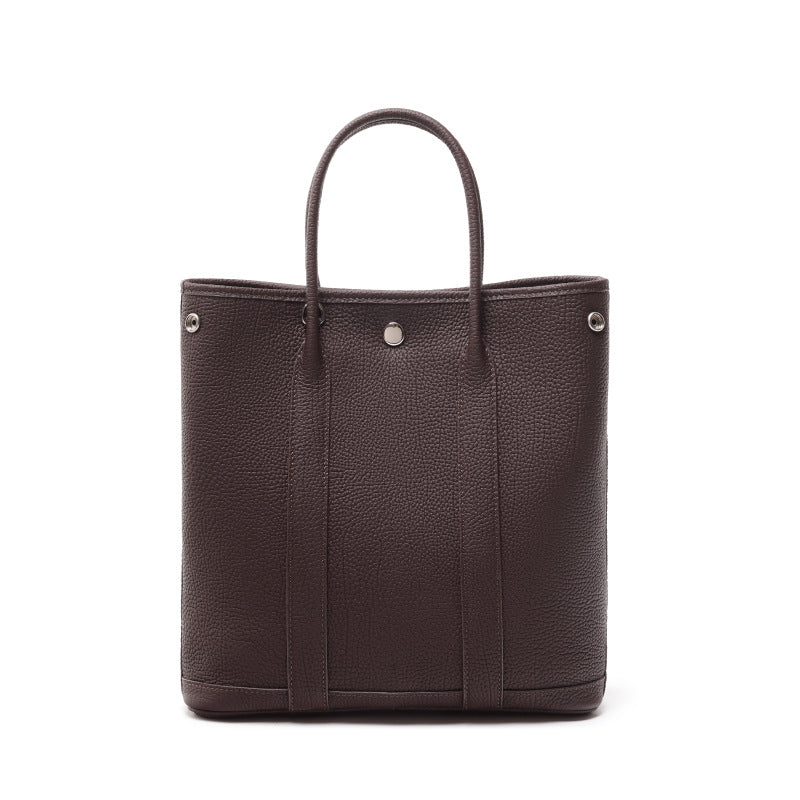 Genuine Top Layer Cowhide Garden Bag for Women, New Light Luxury Large Capacity Shoulder Top Handle Handbag, Premium Chic Purse for Ladies