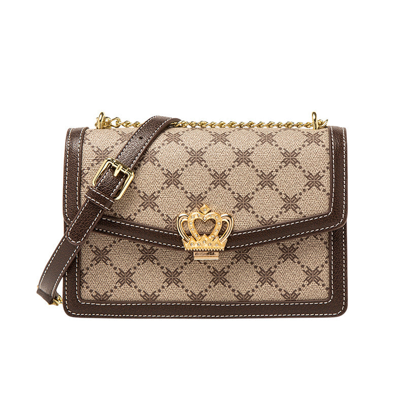 Women's Small Square Cross-Body Chain Bag, New Style Printed Shoulder Purse with Niche Designer Appeal, Versatile Everyday Handbag for Work, Shopping & Travel
