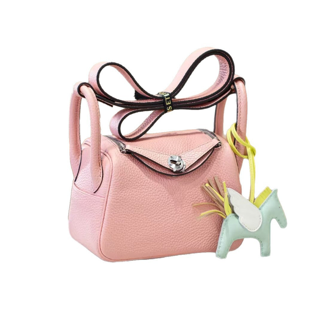 Women's Lindy-Style Cross-Body Shoulder Bag 19-26cm, Hermès-Inspired Top-Handle Handbag in Premium TC Full-Grain Cowhide Leather, Versatile Satchel for Work, Travel & Daily Use, New Arrival