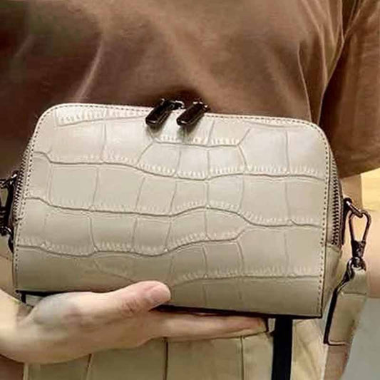 New Spring Summer Korean Mini Genuine Leather Bag, Shoulder Crossbody Purse with Double Straps, Fashionable Small Handbag for Women