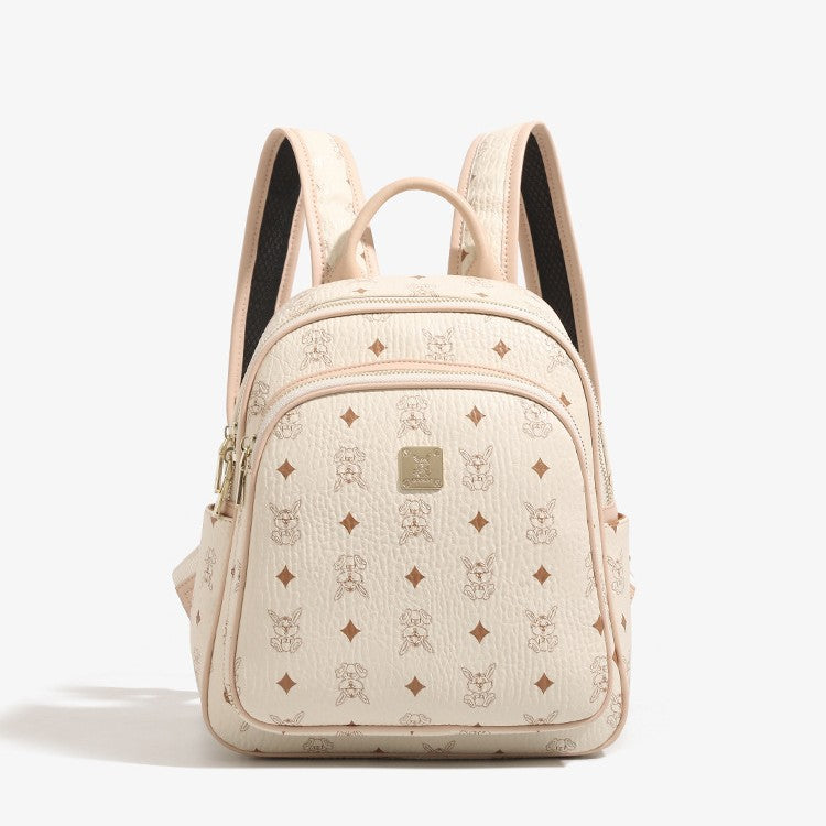 Genuine Soft Leather Large Capacity Backpack for Women, New Trendy Printed Travel Commute Daypack, Casual Everyday Bag for Ladies