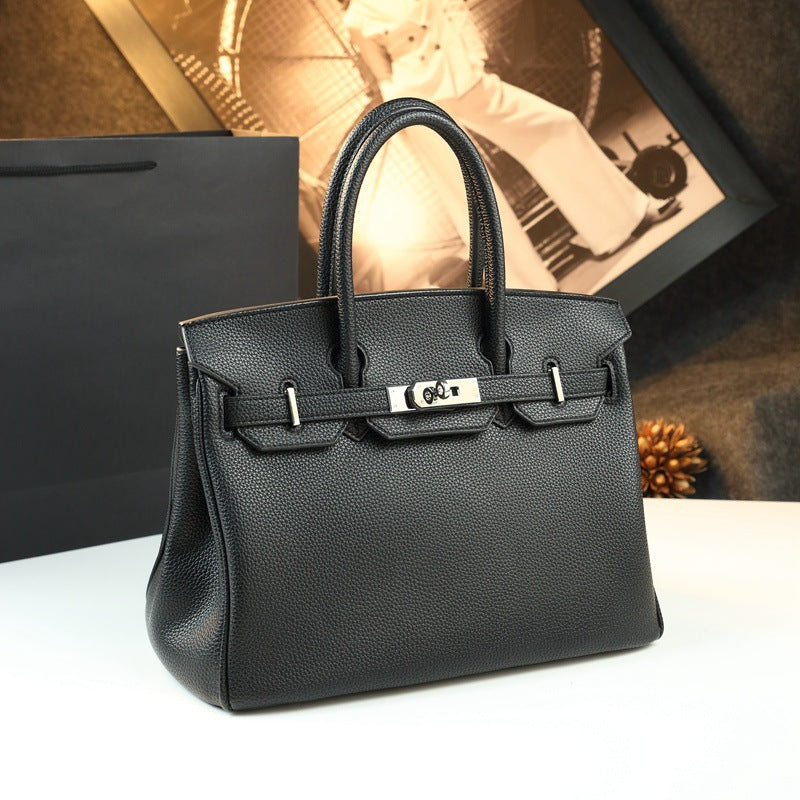 New Arrival Pebbled Leather Birkin-Inspired Tote Bag for Women, Large Capacity Turn-Lock Shoulder Crossbody Handbag with Light Luxury Style, Perfect Commuter Purse for Work & Everyday