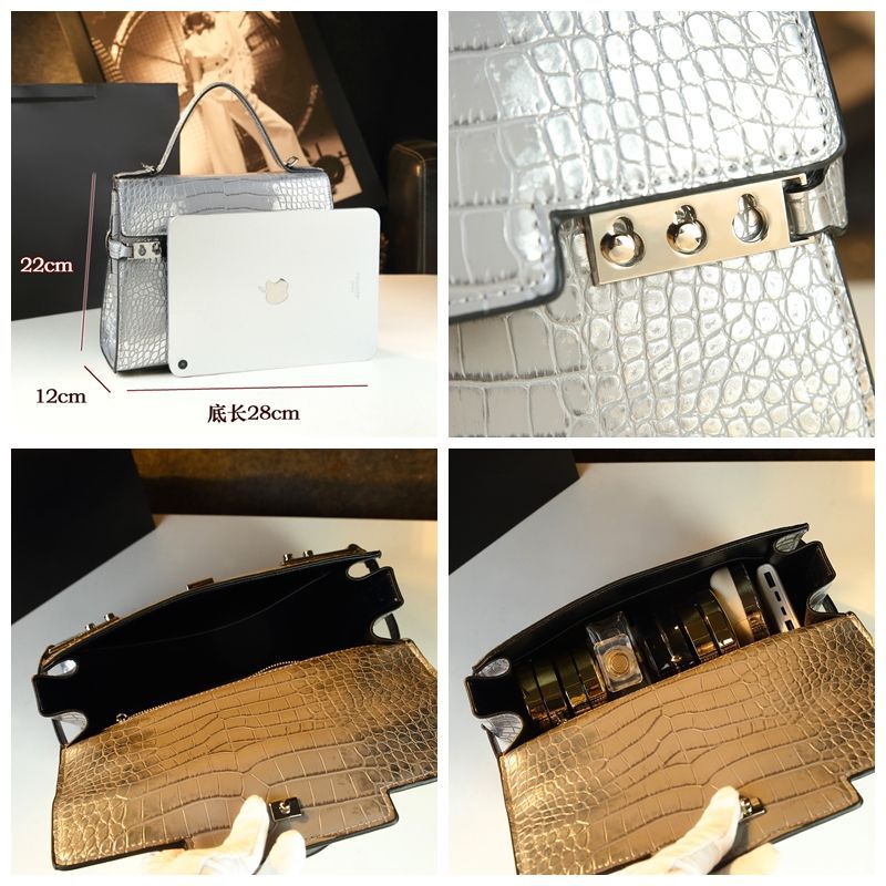 New Arrival Best-Selling Kelly-Inspired Croc-Effect Leather Bag for Women, A High-End Top-Handle Crossbody Shoulder Handbag with Genuine Leather