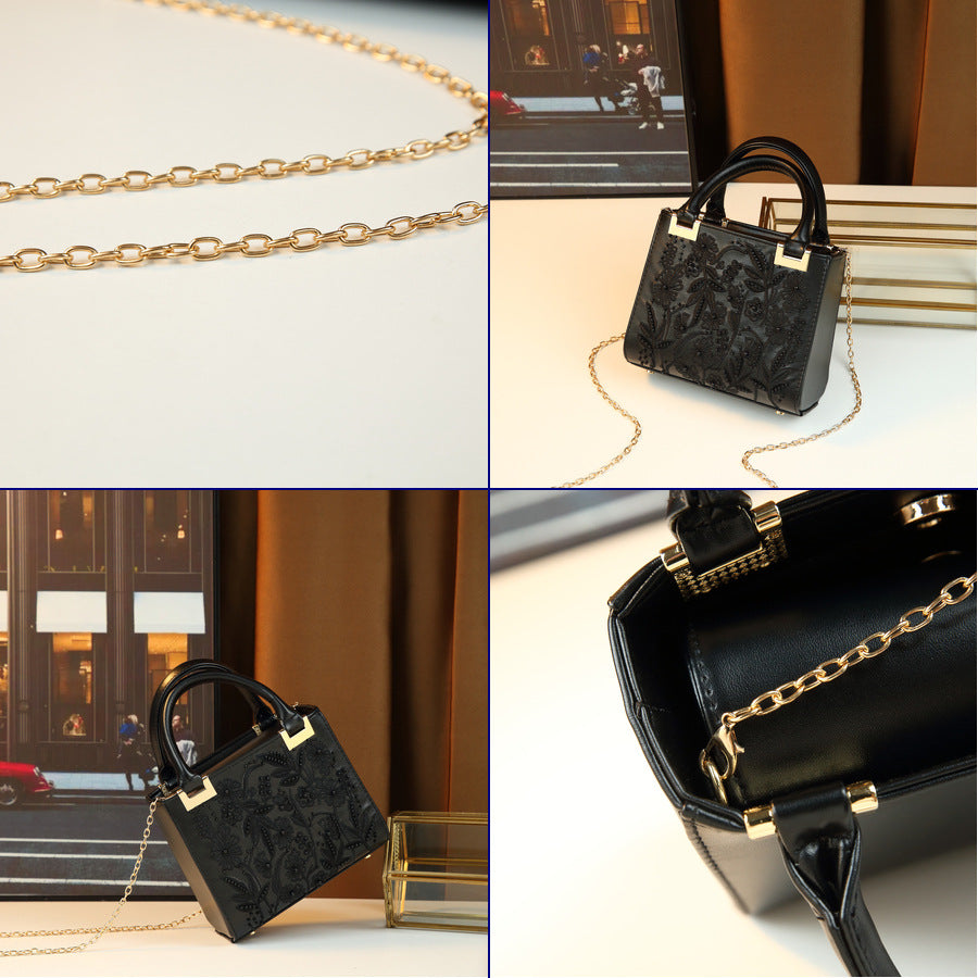 New Arrival Exquisite Beaded Floral Embroidered Small Square Bag for Women, A Vintage Elegant Commuter Date Handbag with Unique Versatile Design
