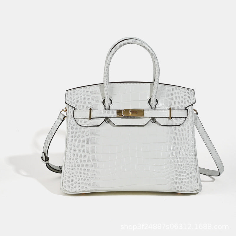 Premium Croc-Embossed Birkin-Inspired Tote Bag for Women, Genuine Leather with Spacious Large Capacity, Versatile Top-Handle Handbag for Everyday Elegance