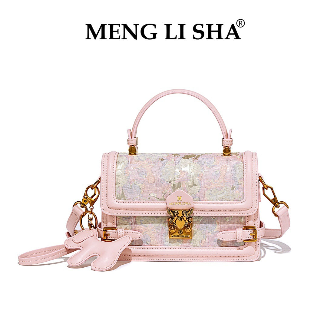Niche Vintage Embroidered Small Square Bag, Premium Commute Shoulder Crossbody Top Handle Purse, Trendy Versatile Handbag for Women
